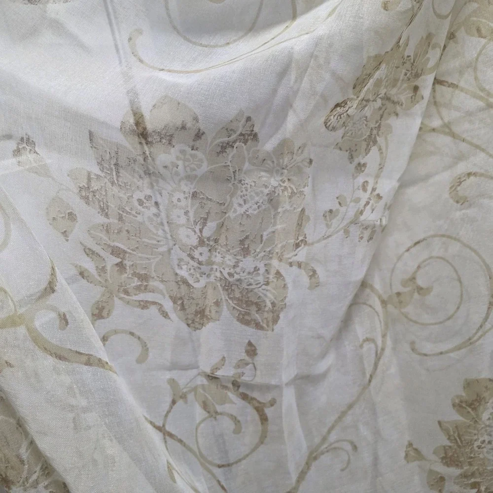 Pair 84x37  Jacobean Floral Design Linen Blend Sheer Curtain Panels‎